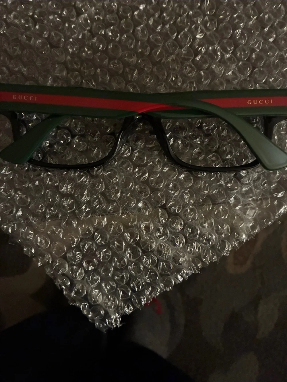 Gucci Black Frames with Green and Red Stripe Temples
